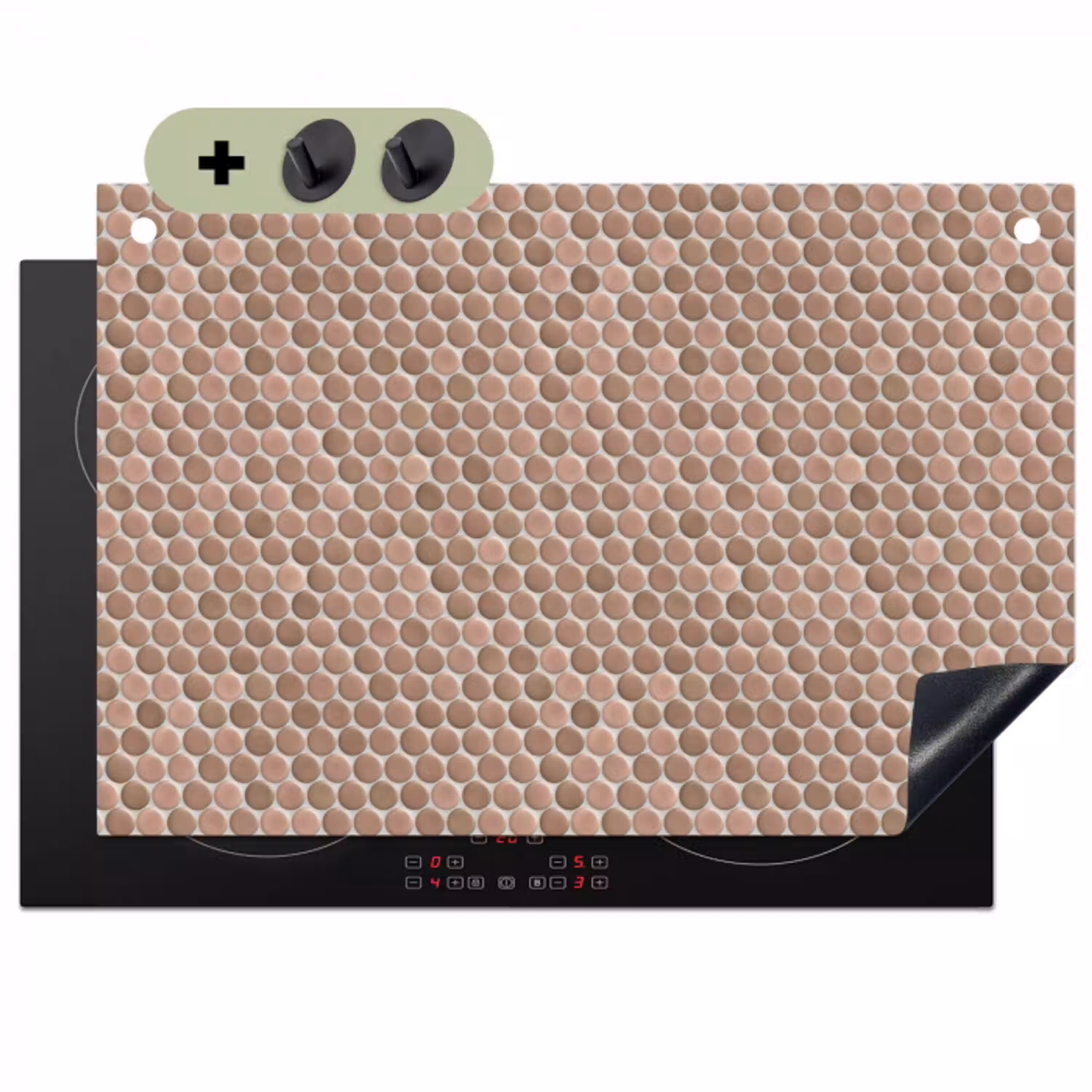 Penny - Mozaïek - Oudroze - Terracotta Inductie beschemer met haakjes klein 777 -3d