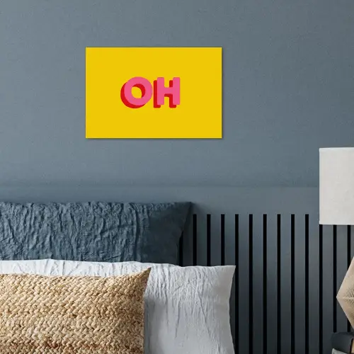 Geel - Roze - Oh - 3D poster papier klein -sfeer2