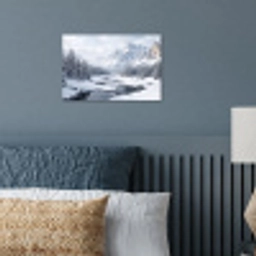 Sneeuwlandschap - Bergen - Rivier - Winter poster papier klein -sfeer2