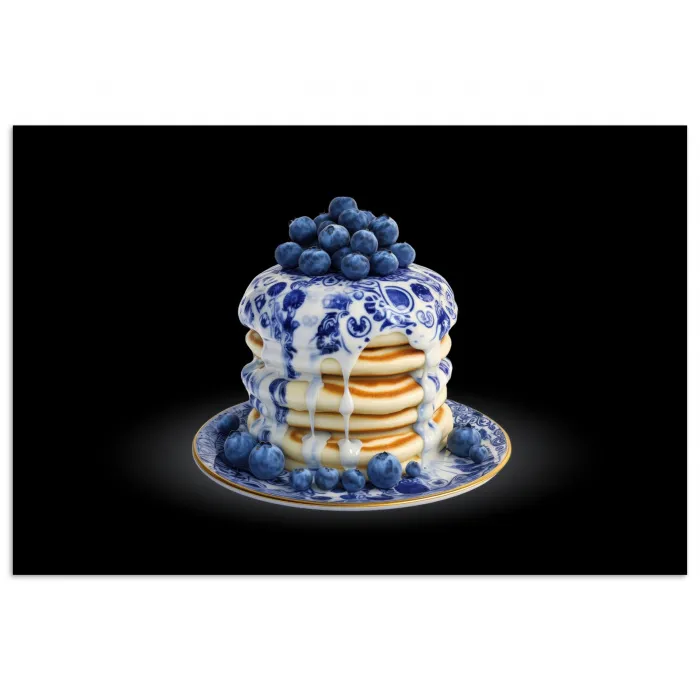 Pannenkoeken - Blauwe Bessen - Bord poster papier klein -3d