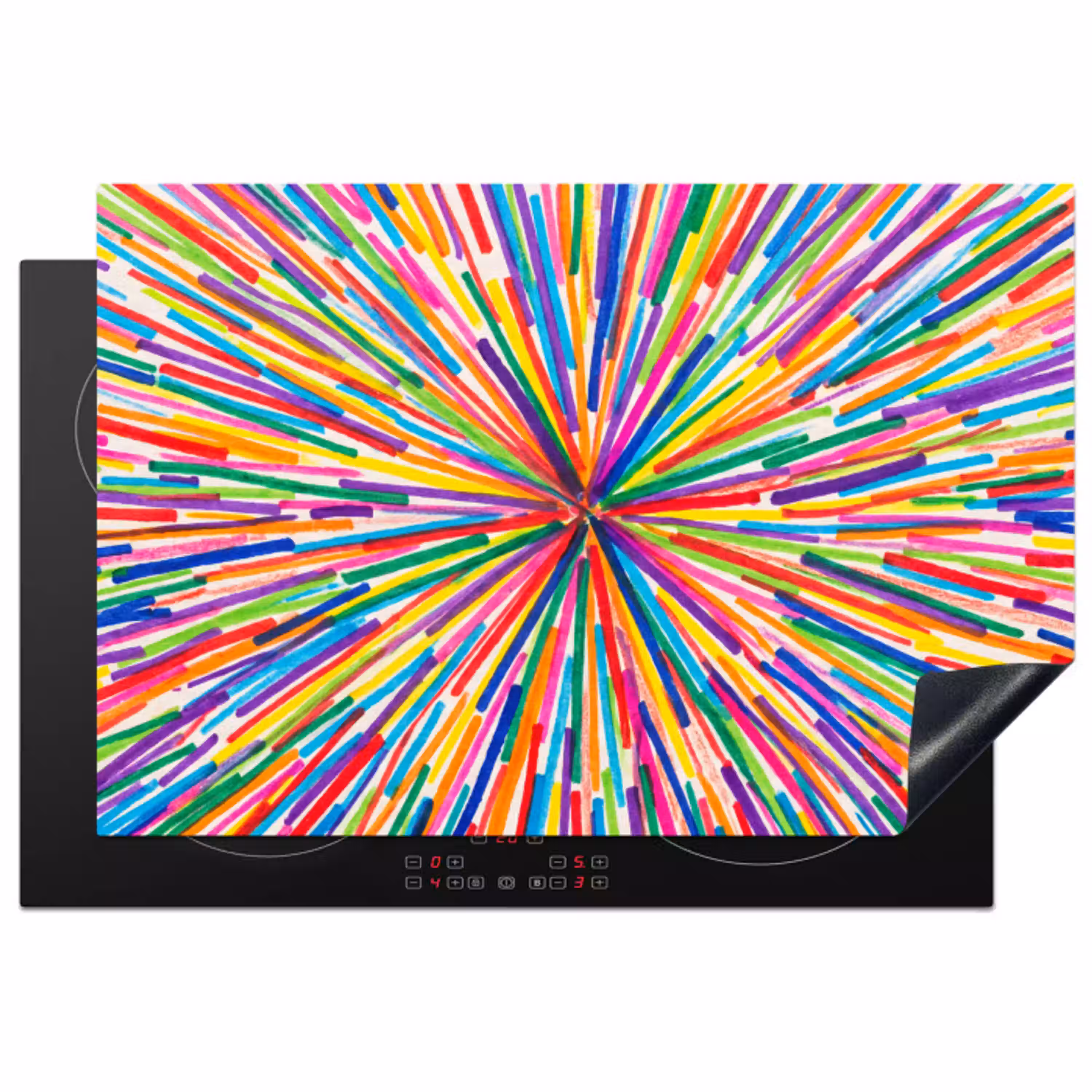 Lijnen - Kleurrijk - Abstract Inductie beschermer vinyl 3mm klein -3d