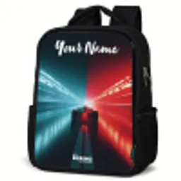 Raceauto - Verlichting - Neon - Rood Rugzak - Zwart middel -schuin