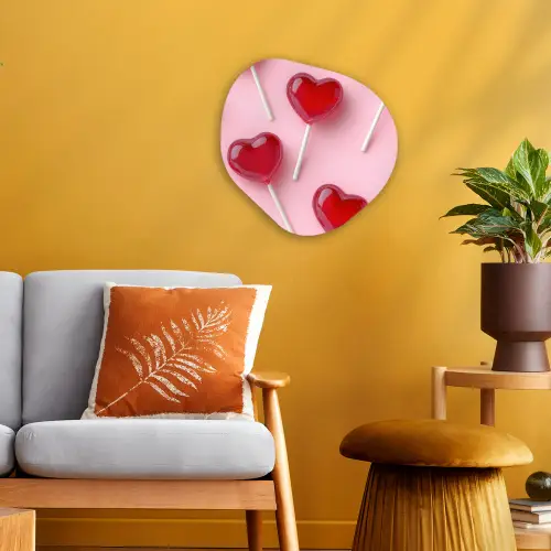 Lollies - Hartjes - Roze Wandcirkel Organisch Forex 3mm klein -sfeer4