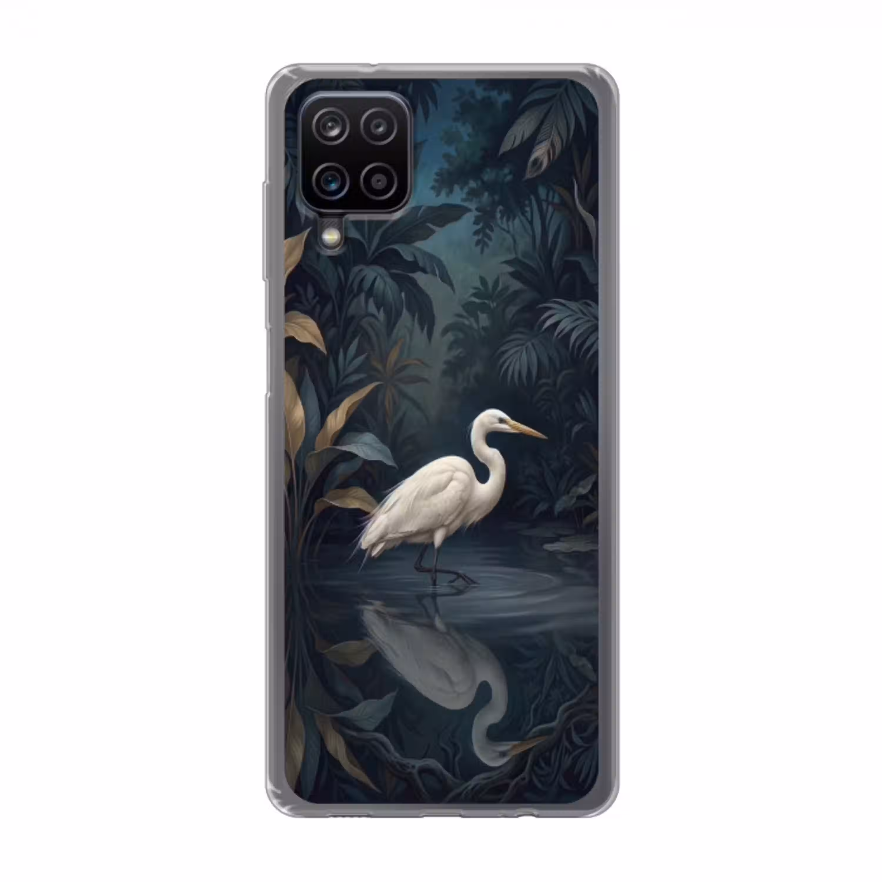 Reiger - Water - Natuur - Modern - Wit Telefoonhoesje Samsung Galaxy A12 klein -3d
