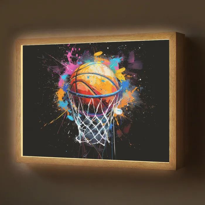 Graffiti - Sport - Basketbal - Basket Light Box met batterij (Wandlamp) middel -z3d_website