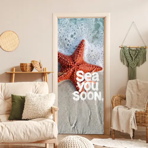 Sea you soon - Zeester - Zee deurposter klein -sfeer2