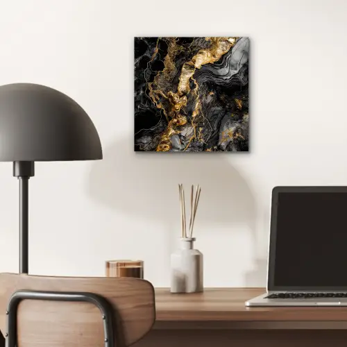 Marmer - Zwart - Goud - Abstract aluminium wit klein -sfeer5