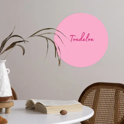 Toedeloe - Roze - Minimalistisch Wandcirkel behangsticker klein -sfeer3