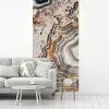 Binnenkant van een geode uit de natuur met groene en oranje kleuren fotobehang vinyl groot -woonkamer