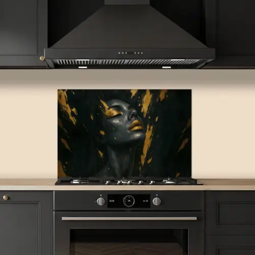 Gezicht - Vrouw - Verfspatten - Abstract keuken achterwand spatscherm klein -sfeer1
