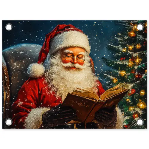 Kerstman - Kerst - Winter - Kerstboom tuinposter los doek klein -3d