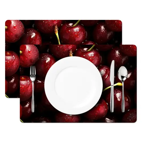 Rood - Fruit - Kersen Placemat vinyl groot -zzsfeer2_Kitchenyeah-website