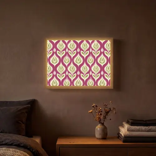 Retro - Floraal - Paars Light Box met batterij (Wandlamp) middel 907 -sfeer4
