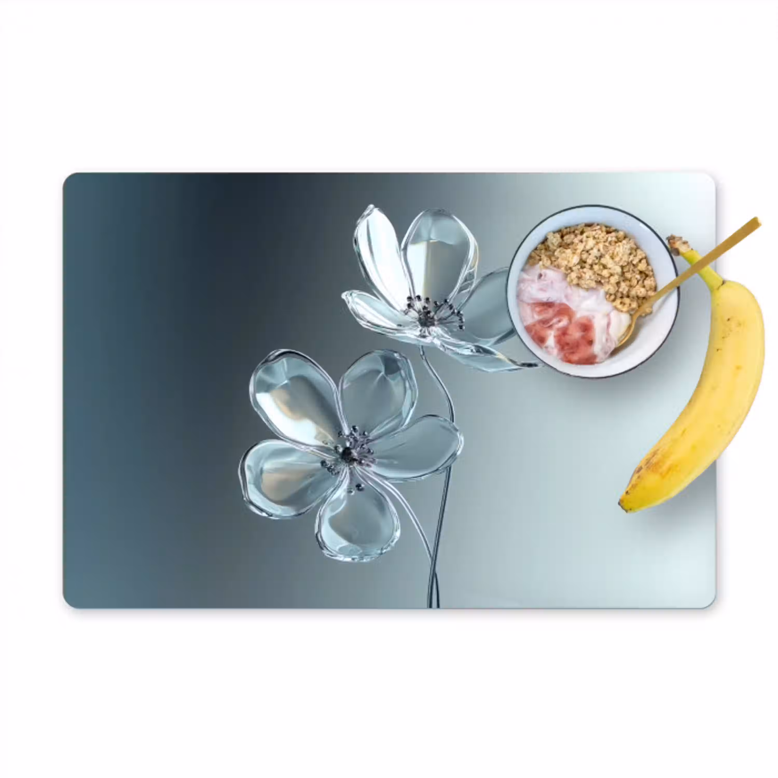 Kristal - Bloemen - Grijs Placemat vinyl groot -zzzproduct_Kitchenyeah-website