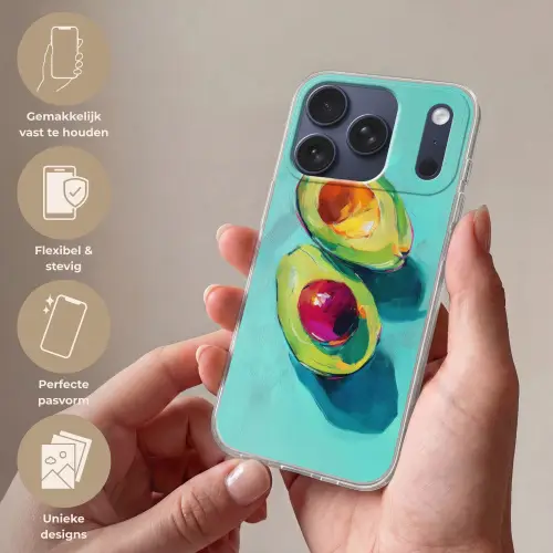Avocado - Groen - Pit - Schaduw Telefoonhoesje iPhone 17 Pro klein -sfeer3_NL