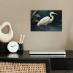 Reiger - Water - Natuur - Modern - Wit poster papier klein -sfeer1