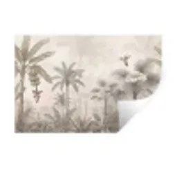 Jungle - Banenboom - Kolibrie - Beige Muursticker klein -3d