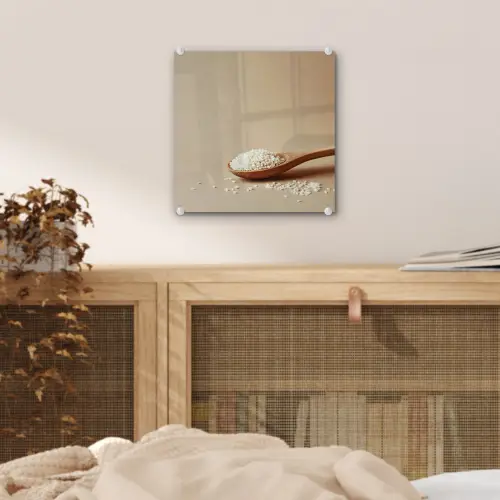 Lepel - Rijst - Hout - Beige plexiglas 5mm klein -sfeer4