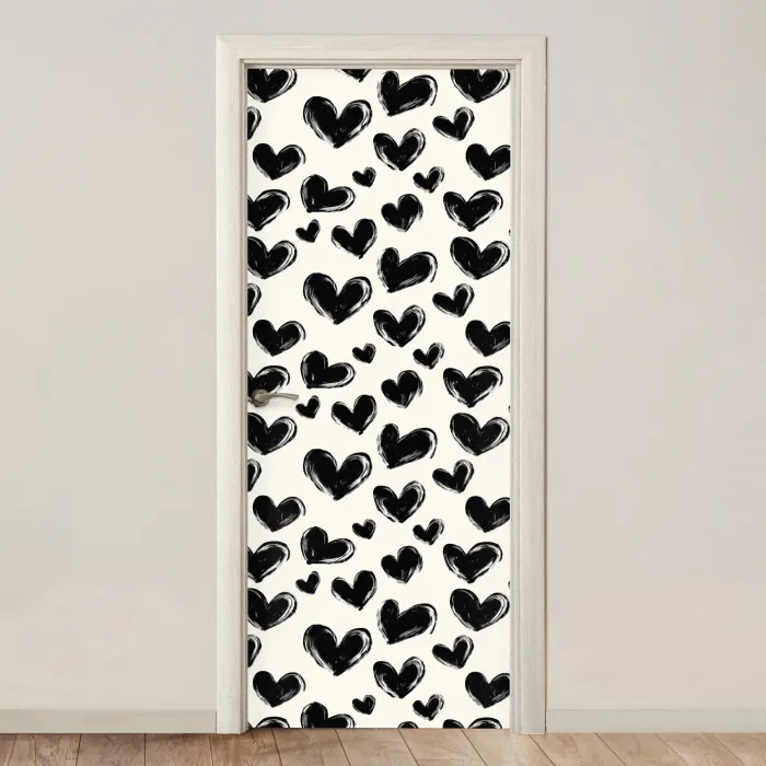 Hartjes - Patroon - Zwart deurposter klein 289 -3d_beige