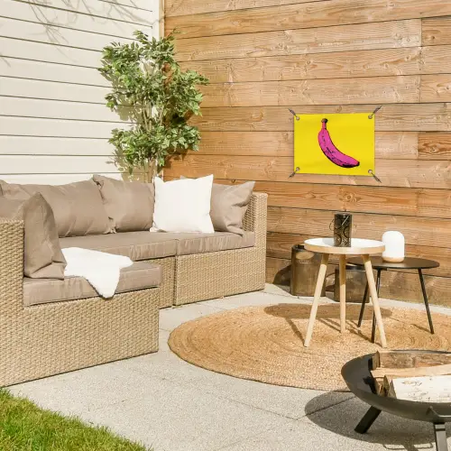 Banaan - Grafisch - Geel tuinposter los doek klein -sfeer4