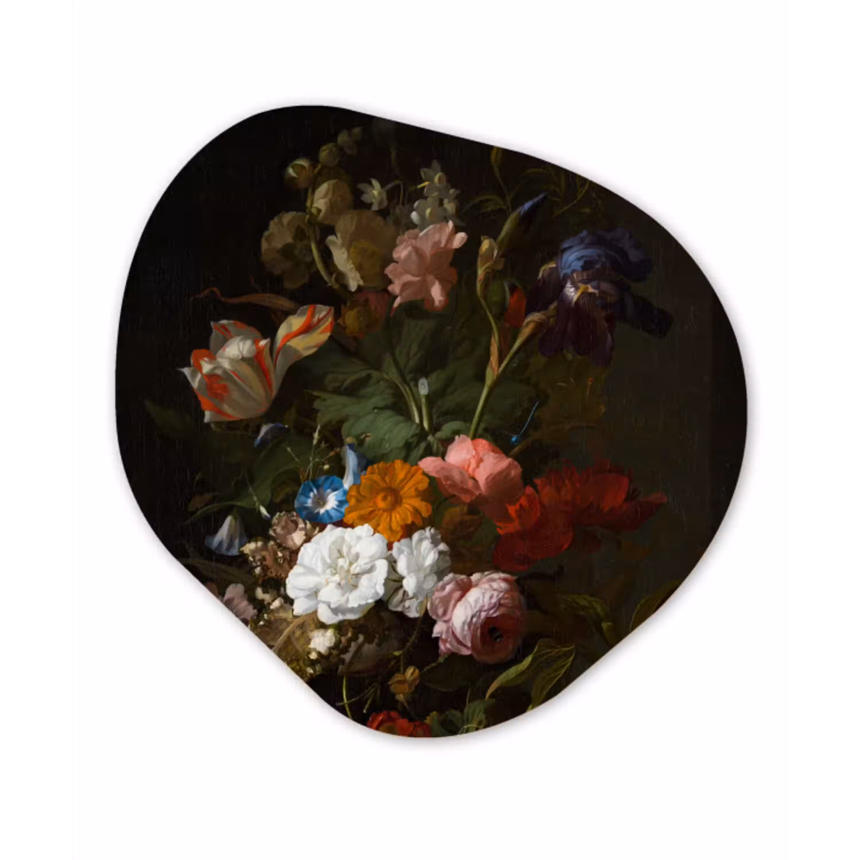 Vaas met bloemen - Schilderij van Rachel Ruysch Wandcirkel Organisch Forex 3mm klein -3d