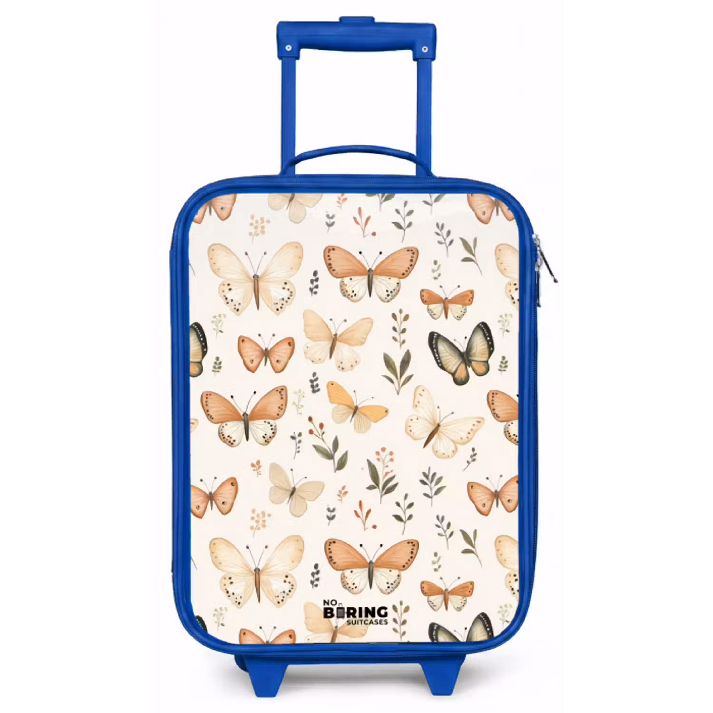 Vlinders in beige en oranjetinten tussen groene blaadjes Kinderkoffer - Blauw klein -zz3dotto