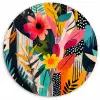 Schilderij - Abstract - Bloemen - Roze Wandcirkel kunststof plaat 5mm dik klein -3d