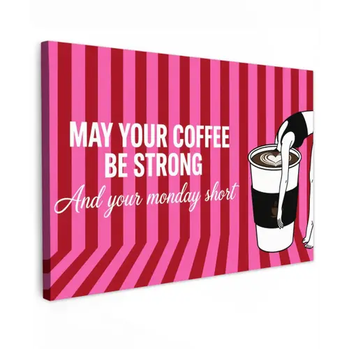 Roze - Strepen - Koffie - Maandag canvas 2cm klein -z3d