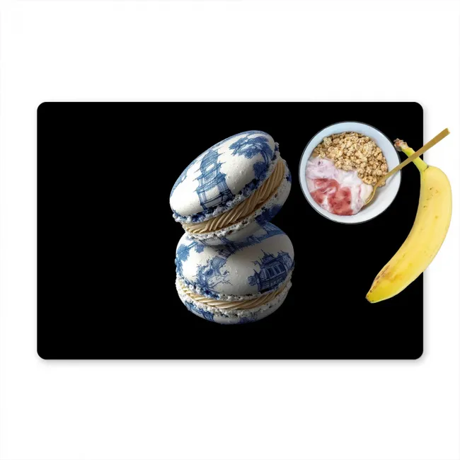 Eten - Macarons - Delfts blauw - Koekjes Placemat vinyl groot -zzzproduct_Kitchenyeah-website