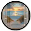 Doorkijk - Strand - Pad - Zonsondergang Fotolijst rond zonder passe partout klein -3d