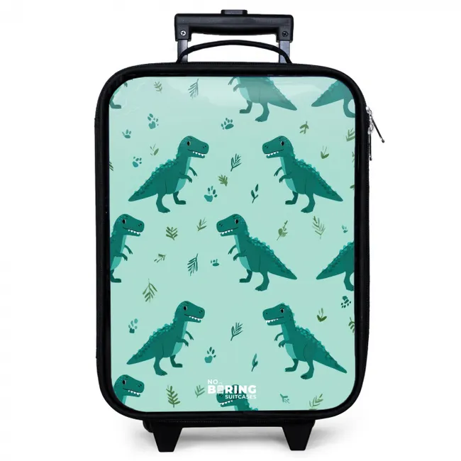 Vriendelijke T. rex tussen sporen Kinderkoffer - Zwart klein -zzz_website3d