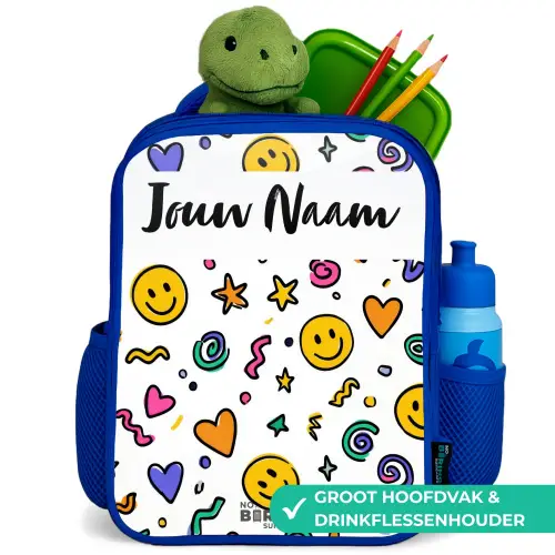 Smiley - Hartje - Ster Kinderrugzak - Blauw middel -inhoud_NL