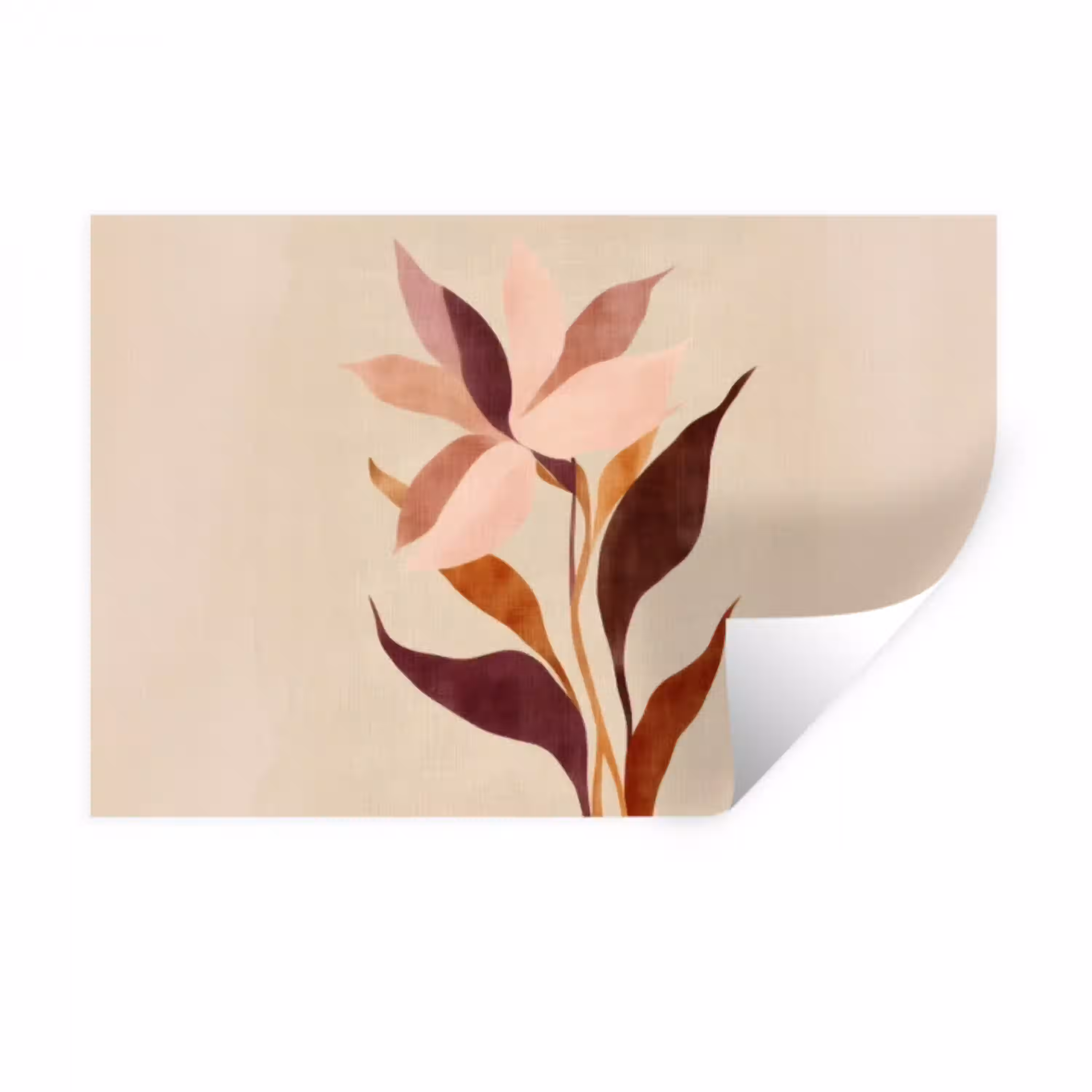 Bloemen - Blaadjes - Minimalistisch - Roze Muursticker klein -3d