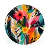 Schilderij - Abstract - Bloemen - Roze Wandcirkel aluminium klein -3d