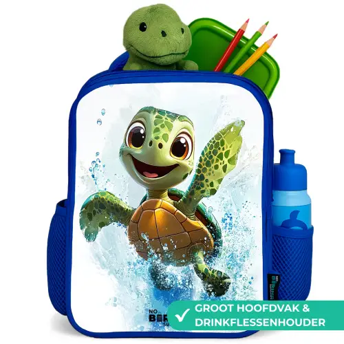 Schildpad - Water - Groen Kinderrugzak - Blauw middel -inhoud_NL