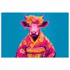 Koe - Bloemenkrans - Oorhangers - Kimono poster papier klein -3d