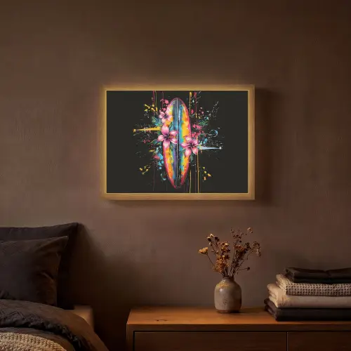 Graffiti - Sport - Surfen - Zomer Light Box met batterij (Wandlamp) middel -sfeer4