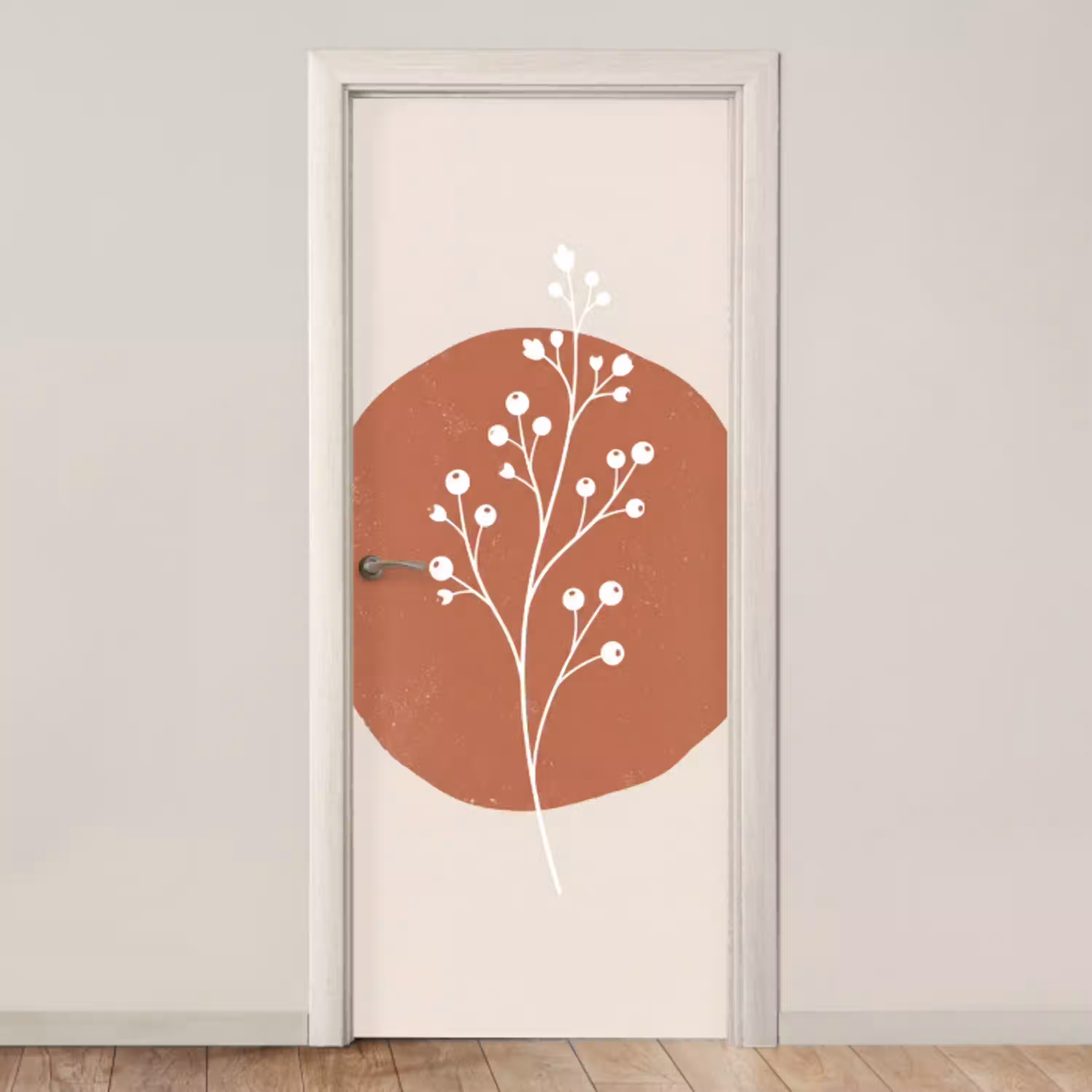 Plant - Tak - Abstract - Modern - Wit deurposter klein -3d_beige