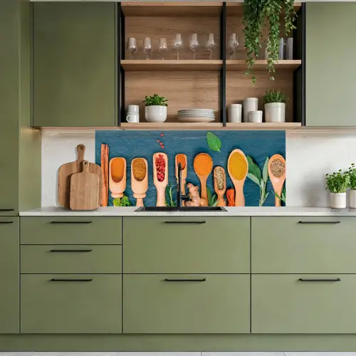 Lepels - Hout - Kruiden - Specerijen keuken achterwand 2 middel -sfeer3