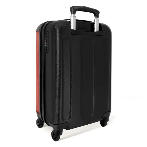 Grijze auto met roze vlammen NBS - Handbagage koffer - Unisex middel -achterkant