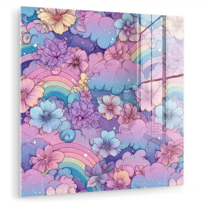 Regenbogen - Bloemen - Kleurrijk - Wolken plexiglas 5mm klein -zzzproduct_nieuw
