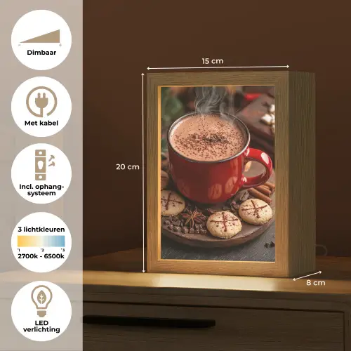 Chocolademelk - Mok - Winter - Kerst - Gezelligheid Light Box met kabel (Tafellamp) klein -USP_NL