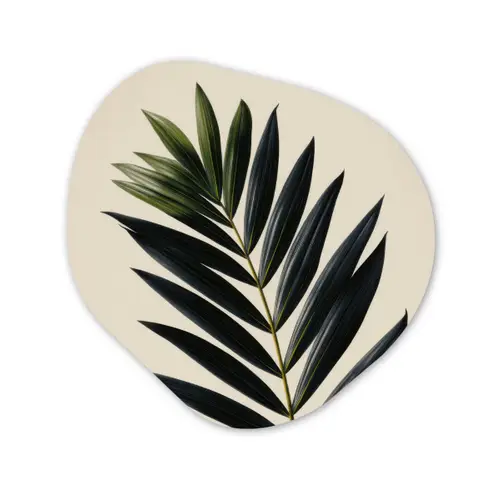 Palmblad - Donkere bladen - Subtiel Wandcirkel Organisch Forex 3mm klein -3d