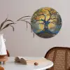Boom - Levensboom - Blauw - Goud Akoestische PET Vilt - Rond klein -sfeer3