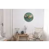 Wereldkaart - Gebroken tegels - Mozaïek Wandcirkel aluminium klein -woonkamer