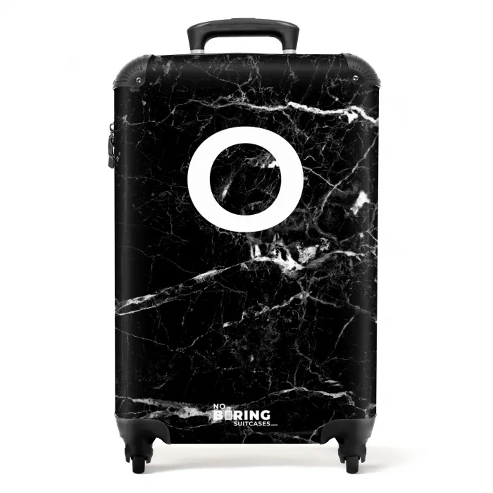 Marmer - Letter O - Zwart - Luxe NBS - Handbagage koffer - Kinderen Unisex middel -productfoto_recht