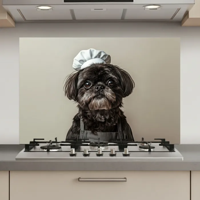 Kokskleding - Zwart - Hondje keuken achterwand spatscherm klein -3d_website