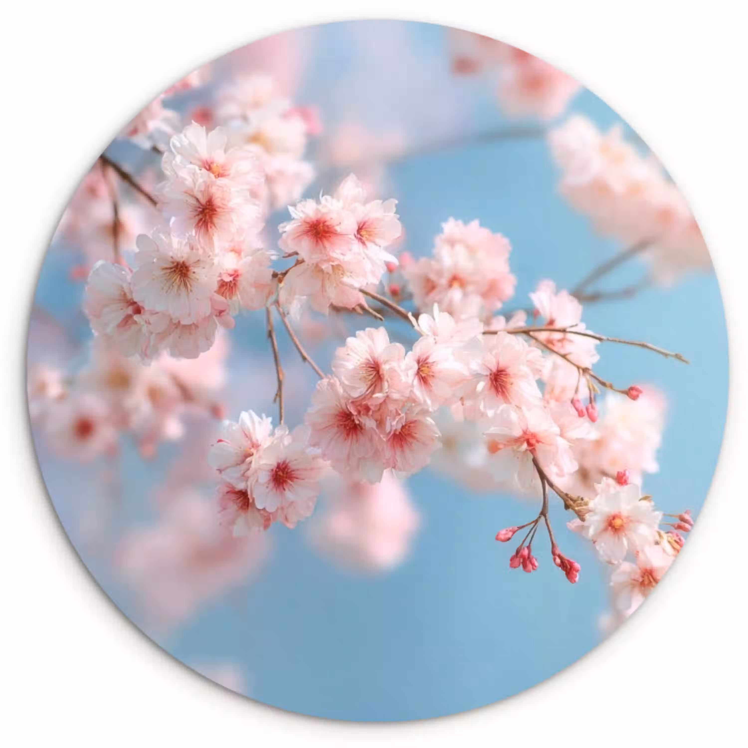 Takken - Bloesems - Roze Wandcirkel plexiglas klein -3d