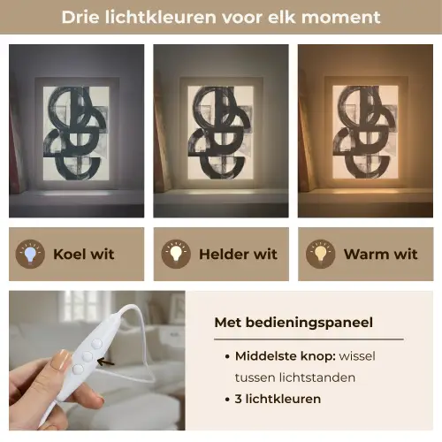 Cirkels - Lijnen - Vormen - Zwart Light Box met kabel (Tafellamp) klein -USP_lichtkleurNL