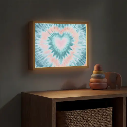 Hartvormig - Tie dye - Pasteltinten - Lichtgroen Light Box met batterij (Wandlamp kind) middel -sfeer5_kind